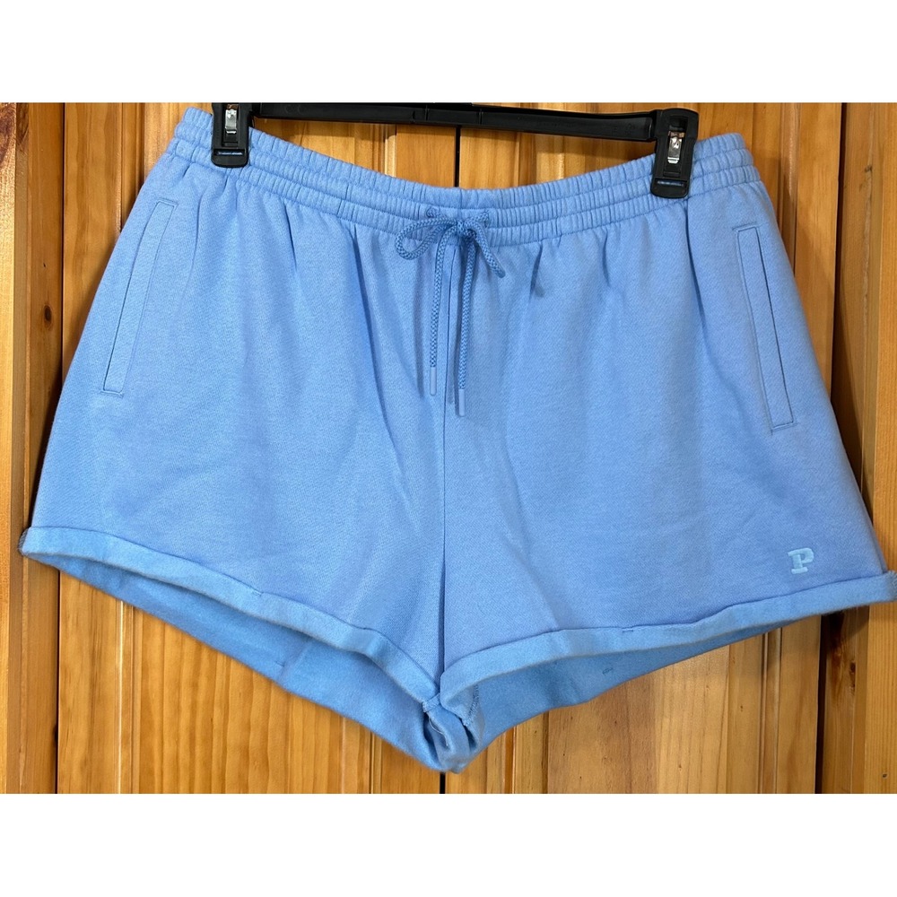 Victoria's Secret PINK Blue Terry Cloth Lounge Shorts Drawstring X-Large NWT